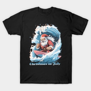 Ho-Ho-Hang Ten | "Christmas in July" Surfing Santa Tee T-Shirt